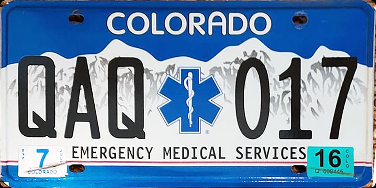 Colorado Emergency Medical Services license plate