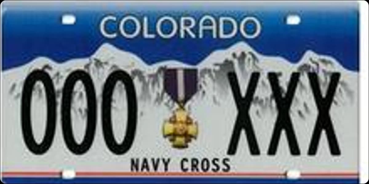 Colorado Navy Cross license plate