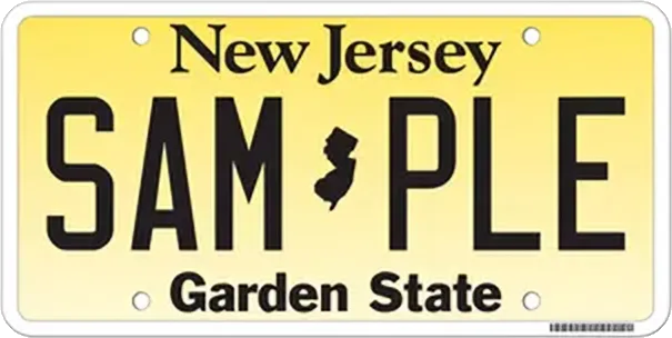 New Jersey standard yellow-gradient license plate