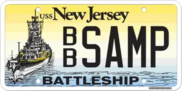 USS New Jersey Battleship license plate