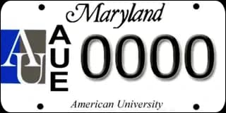 Maryland American University license plate