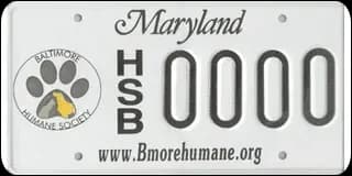 Maryland Baltimore Humane Society license plate