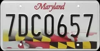 Maryland standard passenger license plate
