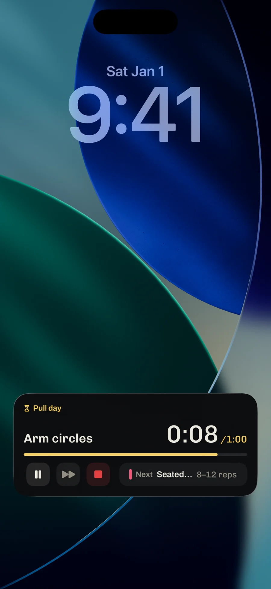 Timebox on the iPhone lock screen: the current block, its countdown and a Done button.